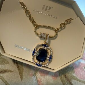 Gold and Blue Pendant Necklace